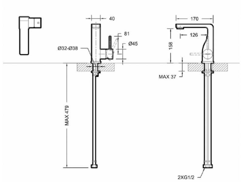 Купить Смеситель Bravat Arc F16061K-2-ENG для раковины, черный