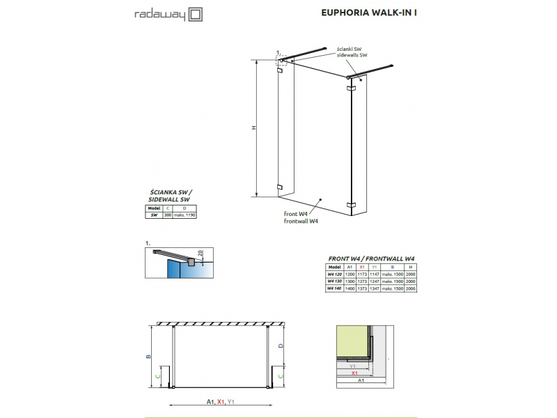 Купить Душевое ограждение Radaway Euphoria Walk-In I 1200, стекло прозрачное