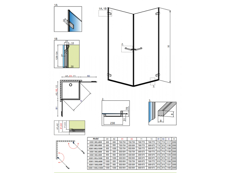 Купить Душевой уголок Radaway Arta KDD I, 90 x 80 см, стекло прозрачное