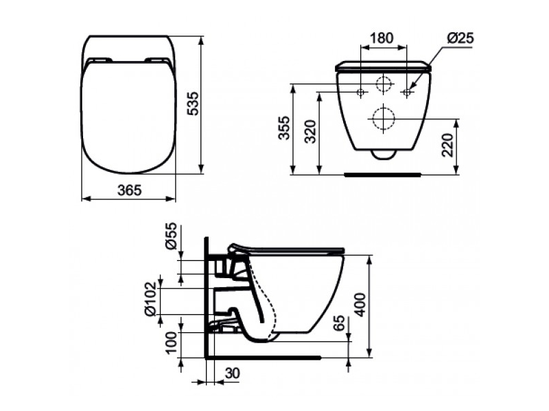 Купить Подвесной унитаз безободковый Ideal Standard Tesi Aquablade T007901