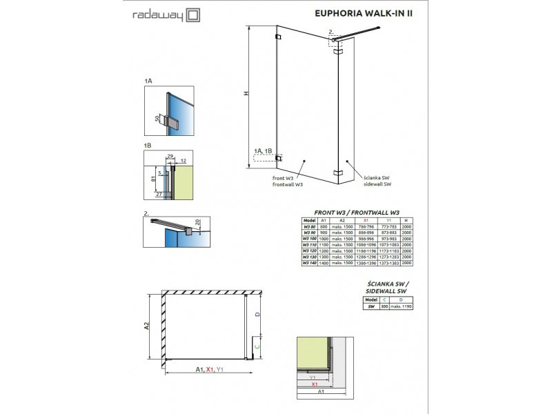 Купить Душевое ограждение Radaway Euphoria Walk-In II 800, стекло прозрачное