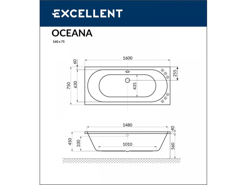 Купить Ванна гидромассажная Excellent Oceana 160 x 75 см, SOFT, хром