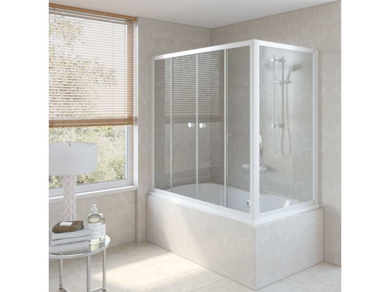 Купить Ограждение на ванну раздвижное с неподвижной боковой стороной Vegas Glass Z2V+ZVF 170*70, вход в центре