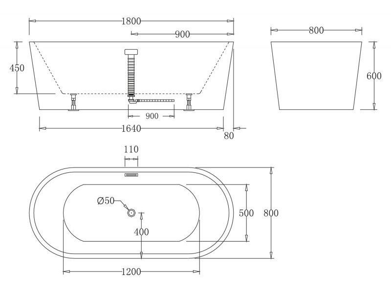 Купить Ванна акриловая BelBagno BB71-1800, 180 х 80 см