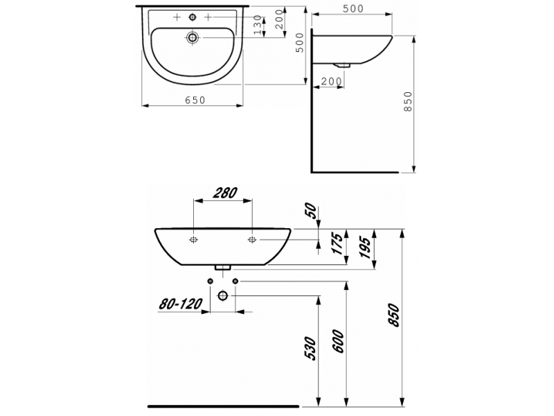 Купить Раковина Laufen Pro 8.1095.3.000.104.1, 65*50 см