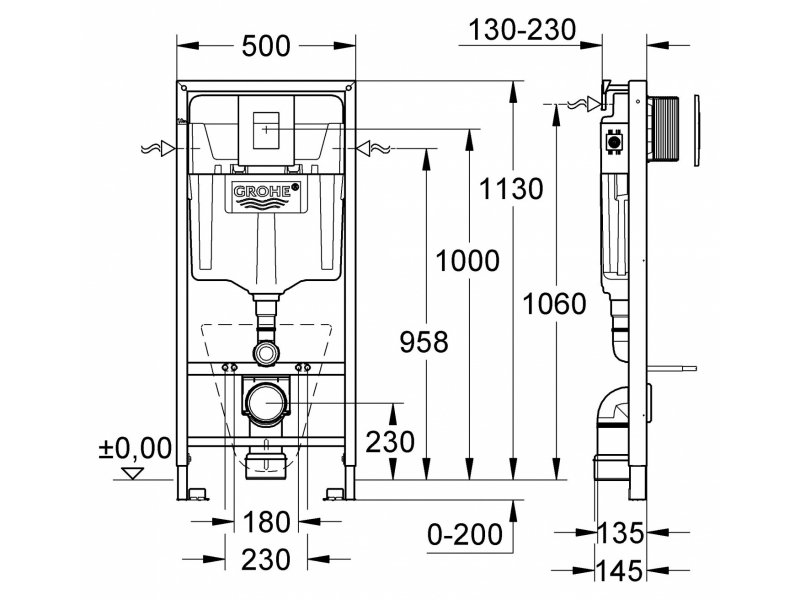 Купить Инсталляция Grohe Rapid SL 38775001 в комплекте с крепежом и кнопкой