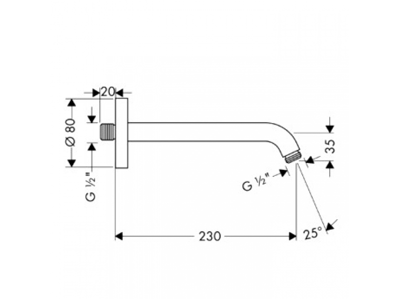 Купить Держатель верхнего душа Hansgrohe 27412000, 23 cм, G 1/2