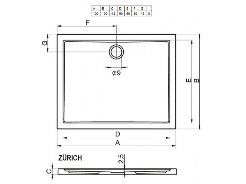 Купить Поддон душевой Riho Zurich 260 100 x 100 см, DA68