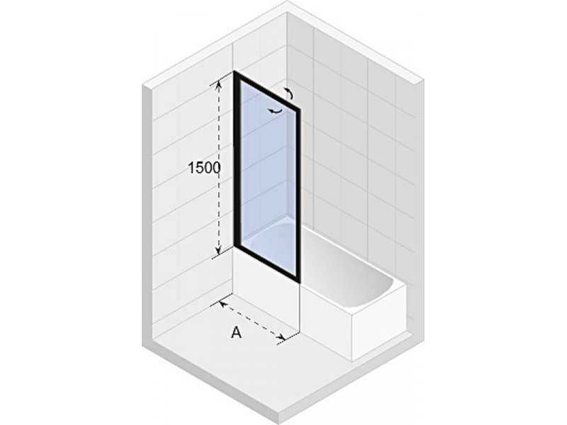 Купить Шторка для ванны Riho Lucid GD501 80 GDB508B000 цвет профиля - черный, 80 x 150 см