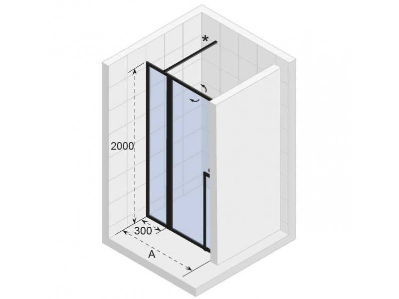 Купить Дверь распашная Riho Lucid GD104 GD111B000 110 x 200 см, стекло прозрачное, профиль черный матовый