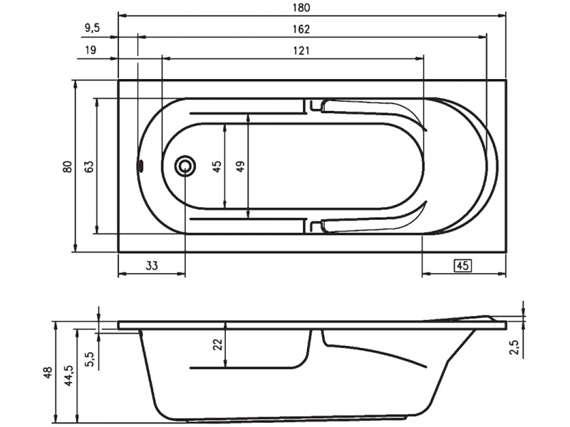 Купить Акриловая ванна Riho Future 180 x 80 см (BC3100500000000)