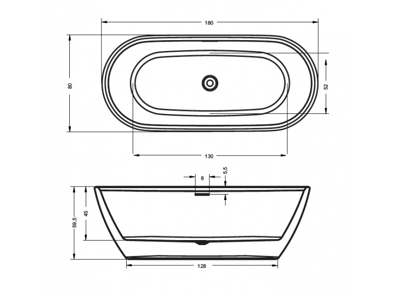 Купить Ванна акриловая Riho Inspire FS 180 x 80 см BD0200500000000, без гидромассажа, белая