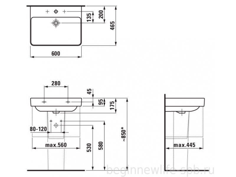 Купить Раковина подвесная Laufen Pro S 60x46 8.1096.3.000.104.1