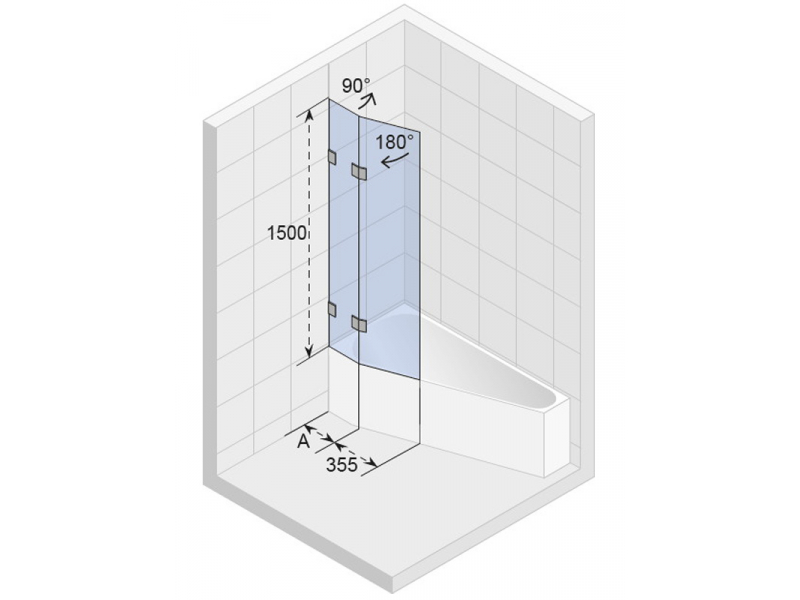 Купить Шторка для ванны Riho VZ Scandic NXT X500 Space Saver, 91,5x150 см, цвет профиля черный, стекло прозрачное, левая/правая