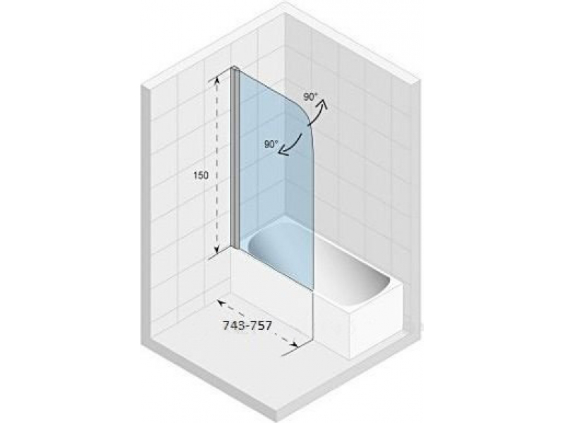 Купить Стеклянная шторка для ванны Riho Novik Z107 GZT9300075, 150 x 75 см, универсальная