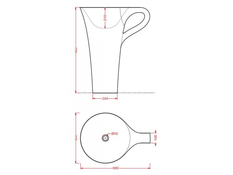 Купить Раковина ArtCeram Cup OSL004 01; 00, напольная отдельностоящая, цвет - белый, 69 х 50 х 85 см