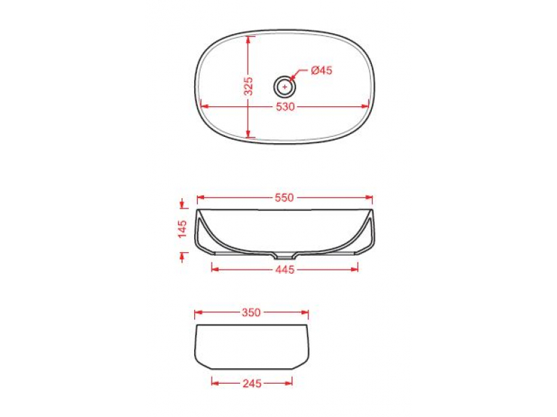 Купить Раковина ArtCeram Cognac Countertop COL003 01; 00, накладная, цвет - белый глянцевый, 55 х 35 х 14,5 см