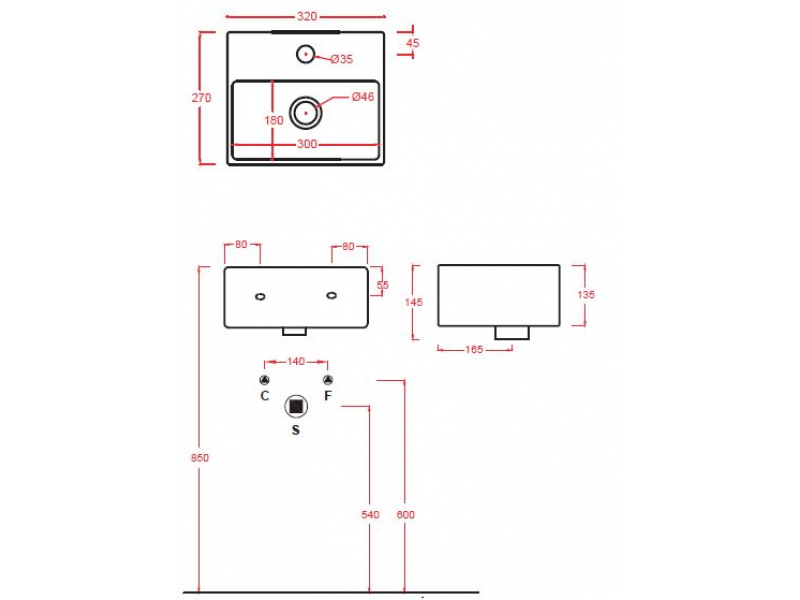 Купить Раковина ArtCeram Quadro Mini QUL006 01; 00, накладная/подвесная, цвет - белый, 32 х 27 х 14,5 см