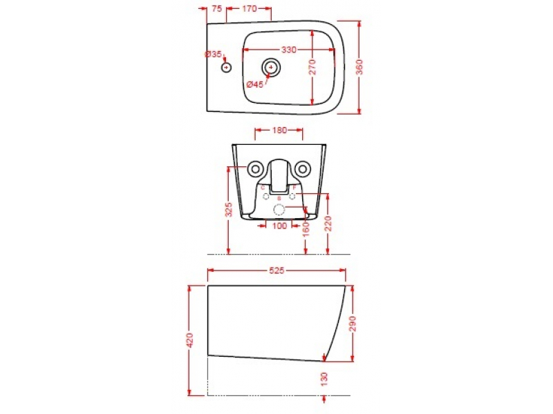 Купить Биде ArtCeram A16 ASB001 03; 00, подвесное