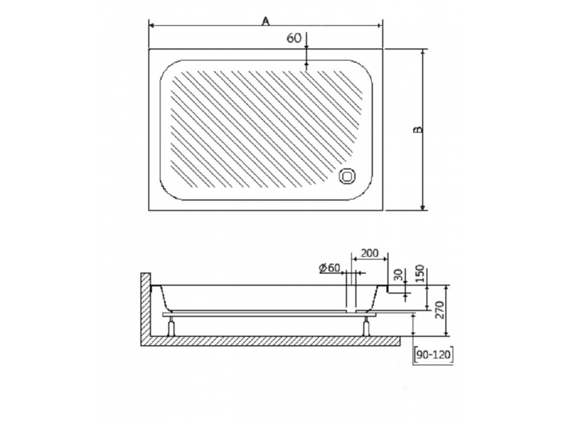 Купить Душевой поддон RGW B/CL-S 16180279-51-A 70 x 90 см акриловый, прямоугольный, цвет белый