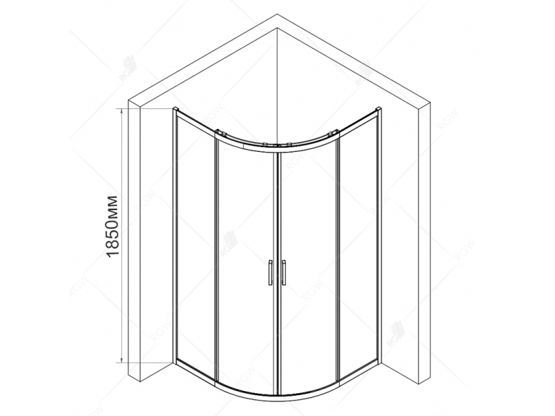 Купить Душевой уголок RGW Classic CL-53B 06095388-14 80 х 80 см, четверть круга, профиль черный, стекло прозрачное