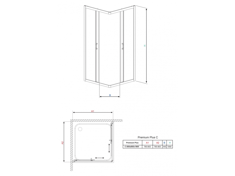 Купить Душевой уголок Radaway Premium Plus C 30463-01, 80 х 80 х 190 см