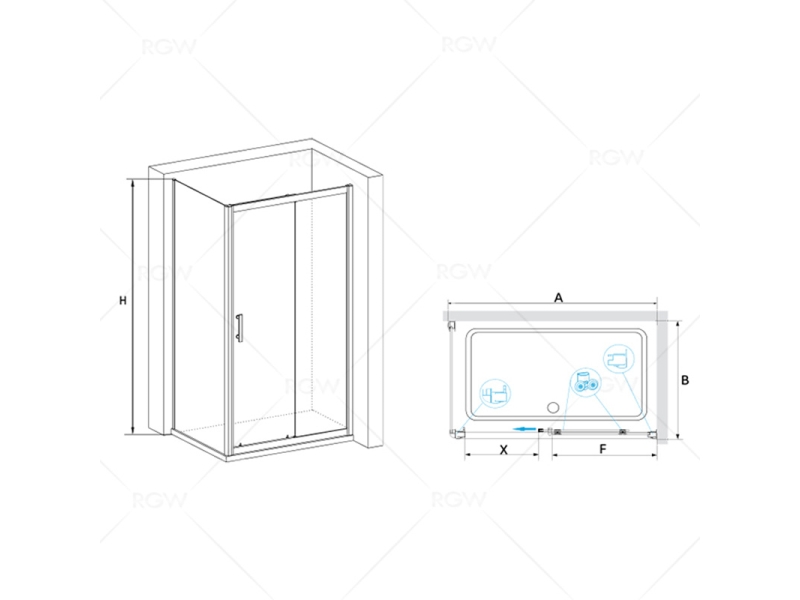 Купить Душевой уголок RGW PA-145, 020814592-11, 120 x 90 см, дверь раздвижная, стекло прозрачное, профиль хром