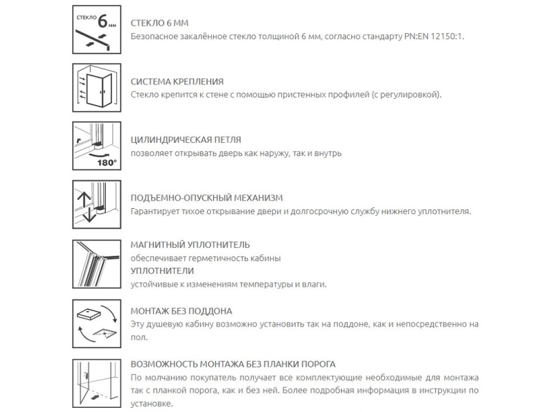 Купить Душевой уголок Radaway Nes Black KDJ I, 90 x 75 см, правая дверь, стекло прозрачное, профиль черный