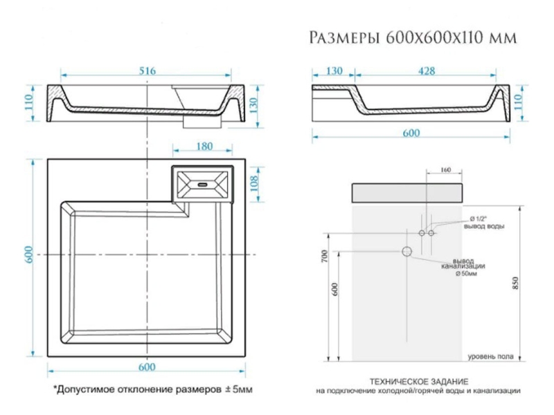 Купить Раковина SuperSan Блед 60 x 60 см над стиральной машиной, Bld-D1