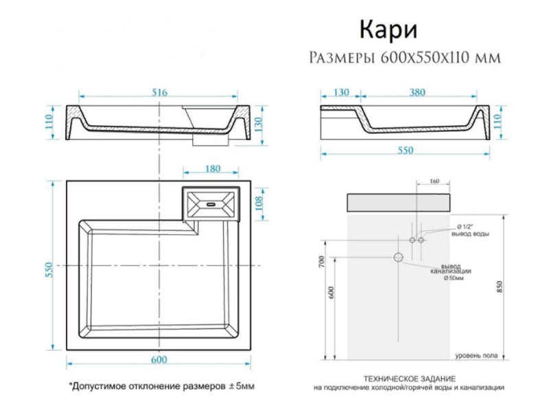 Купить Раковина SuperSan Кари 60 x 55 см над стиральной машиной, Kar-D1