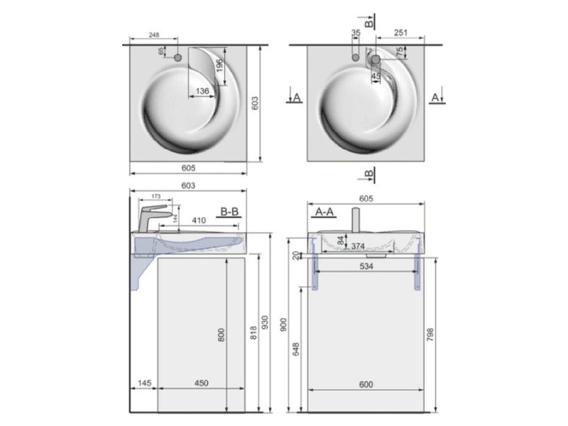 Купить Раковина SuperSan Каливо 60.5 x 60.3 см над стиральной машиной, KLV-01, белая