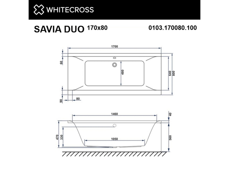 Купить Ванна гидромассажная Whitecross Savia Duo Nano, 170 х 80 см, увеличенная толщина акрила, усиленная армировка, белый/хром, 0103.170080.100.NANO.CR