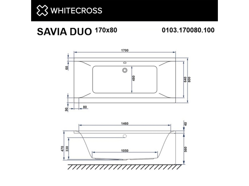 Купить Ванна гидромассажная Whitecross Savia Duo Ultra, 170 х 80 см, увеличенная толщина акрила, усиленная армировка, белый/золото, 0103.170080.100.ULTRA.GL