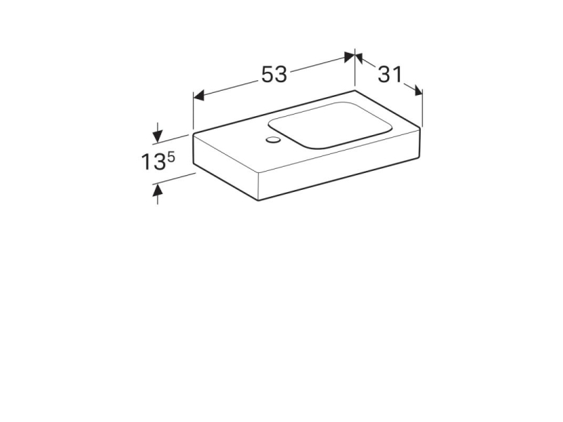 Купить Раковина Geberit iCon 53 х 31 см, с крылом, без перелива, отверстие под смеситель на крыле, белая