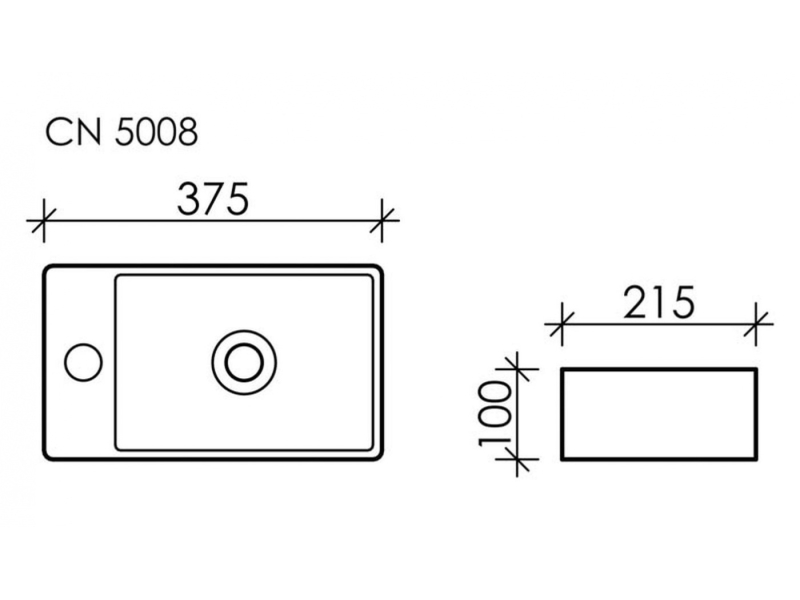 Купить Раковина Ceramica Nova CN5008 37.5 x 21.5 x 10 см, подвесная, прямоугольная, без перелива