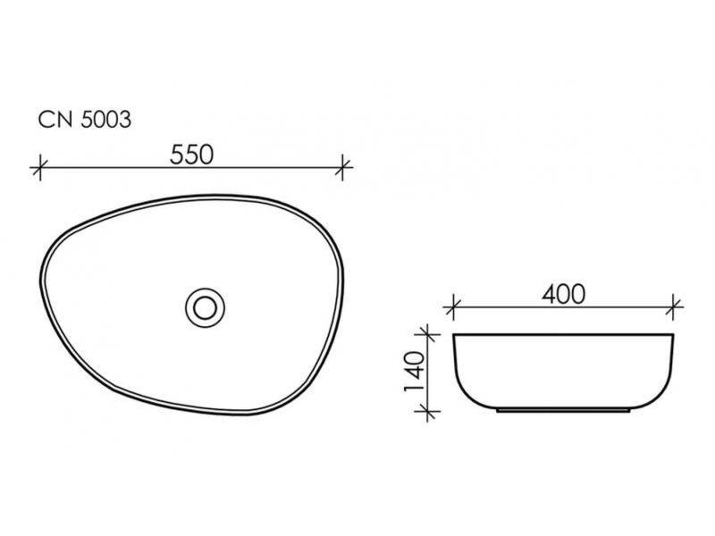 Купить Раковина Ceramica Nova CN5003 55 x 40 x 14 см, накладная, ассиметричная, без перелива