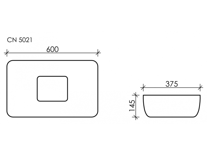Купить Раковина Ceramica Nova Element CN5021 60 x 37.5 x 14.5 см, с керамической накладкой на слив, без перелива