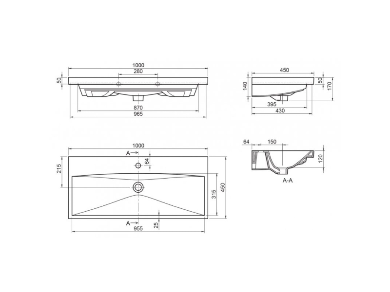 Купить Раковина BelBagno 100 см, керамика, белая, BB-0324-100-LVB