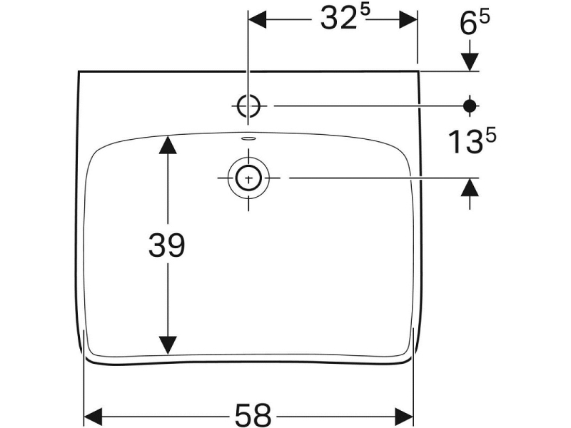 Купить Раковина Geberit Renova Comfort, 65 х 55 см, белая, 258565000