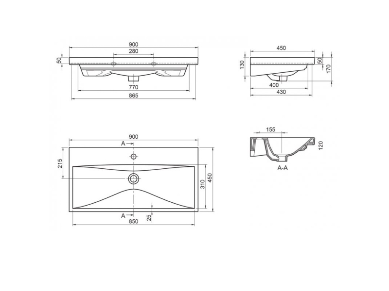 Купить Раковина BelBagno 90 см, керамика, белая, BB-0323-90-LVB