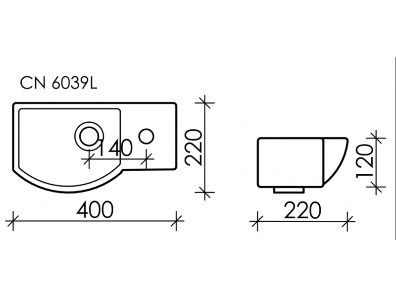 Купить Раковина Ceramica Nova Element, 40 х 22 х 12 см, левая/правая, цвет белый, CN6039L/R