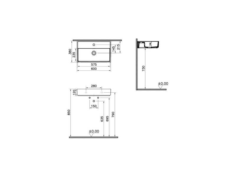 Купить Раковина Vitra ArchiPlan 60 см, белый, 7401B003-0001