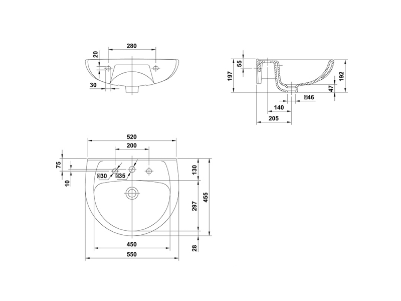 Купить Раковина Gala Elia 18050/71888, 55 x 45,5 см