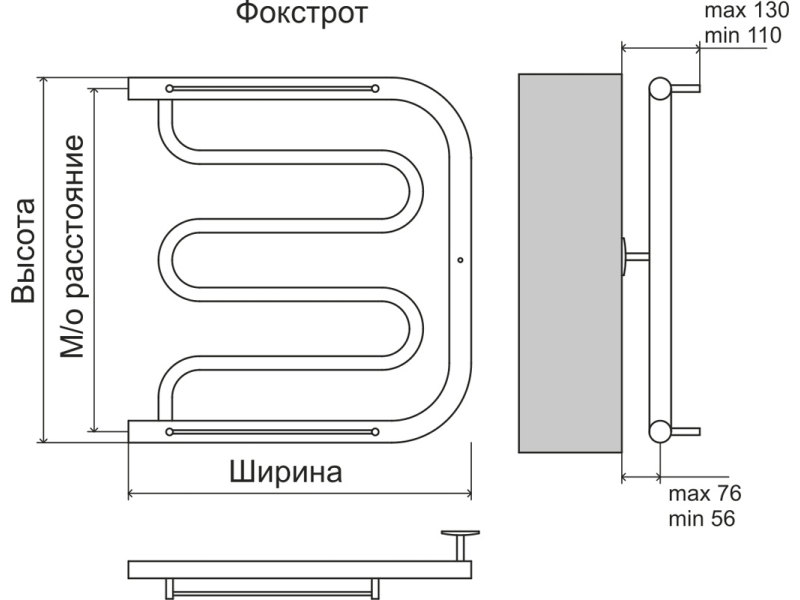 Купить Полотенцесушитель водяной Terminus Фокстрот 600x400, ширина 40 см, высота 63.2 см, боковое подключение, 4620768881312