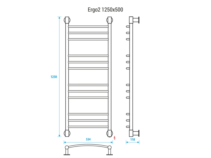 Купить Полотенцесушитель электрический Energy Ergo 2 1250 x 500, ширина 53.4 см, высота 125 см