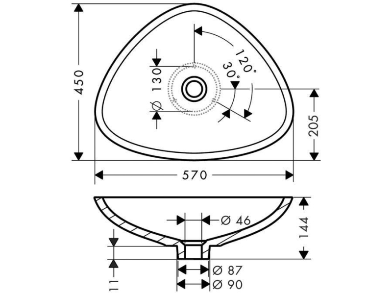 Купить Раковина Axor Massaud 42305000, 57 х 45 х 14.4 см накладная, цвет белый