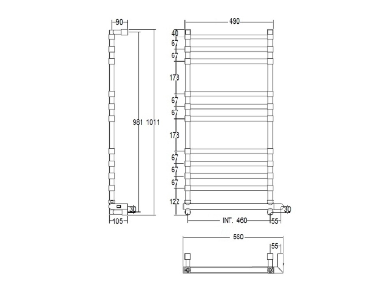 Купить Полотенцесушитель электрический Margaroli Sole 564/11 TQ 5644611TQCRNB Box, высота 101.1 см, ширина 56 см, хром