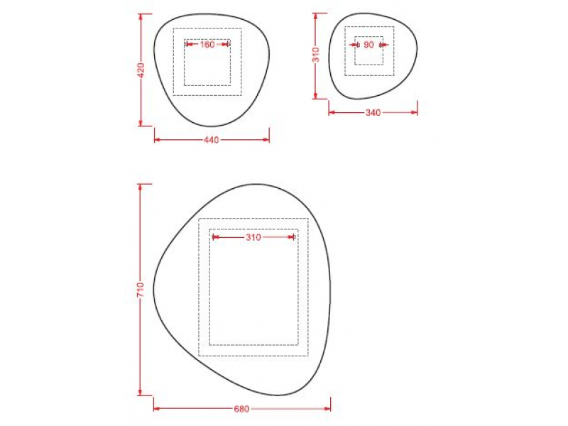 Купить Комплект из 3-х зеркал ArtCeram Stone ACS004