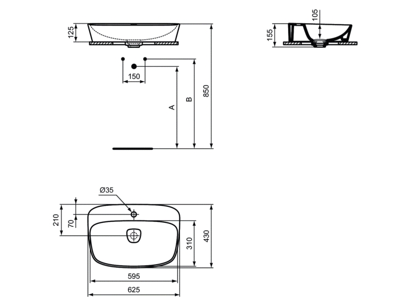 Купить Раковина Ideal Standard Dea 62 см, белый, T044501