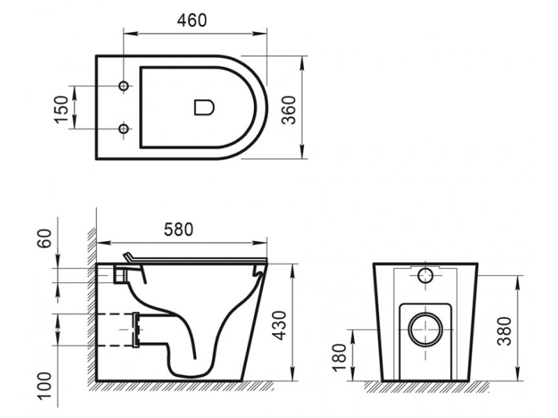 Купить Приставной безободковый унитаз (чаша) BelBagno Flay-R, белый, P-trap BB1003CBR